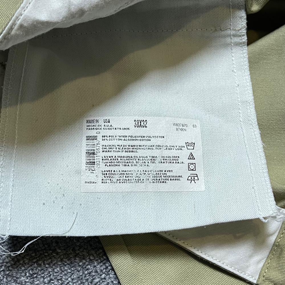 Vintage Dickies 874 Work Pants 38x32 Khaki Tan Chino Made in USA 90s - Picture 3 of 10